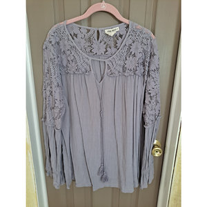 Indigo Thread Co. Boho Lavender & Lace Blouse